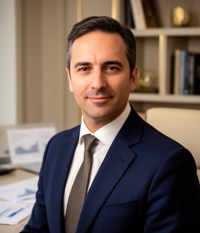 Marco Rossi, consulente fiscale senior di MetalliaX, ritratto professionale in ufficio